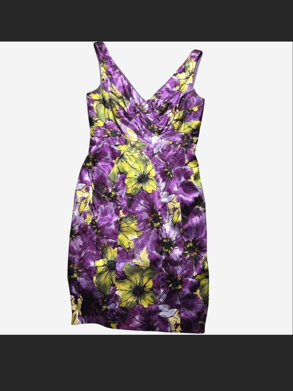 Jones New York Purple and Yellow Floral Midi Dress